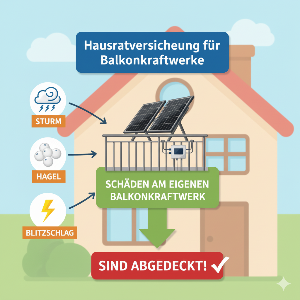 Infografik: Balkonkraftwerk als Hausrat – Versicherungsschutz für eigene Anlage